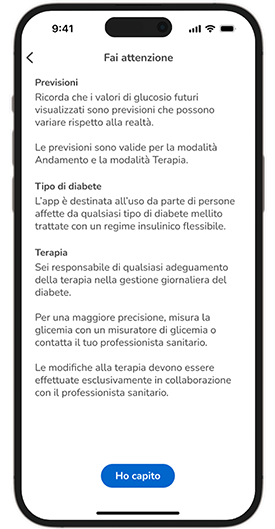 Schermata informativa dell’app Accu-Chek SmartGuide   Predict