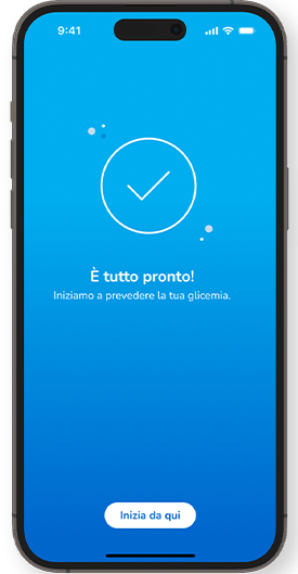 Schermata di configurazione completata dell’app Accu-Chek SmartGuide Predict.